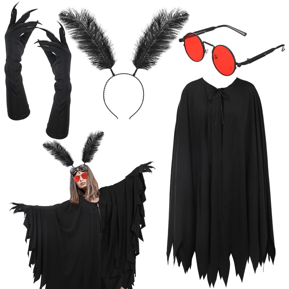 5567 4 Pcs Unisex Mothman Costume Halloween Mothman Cosplay